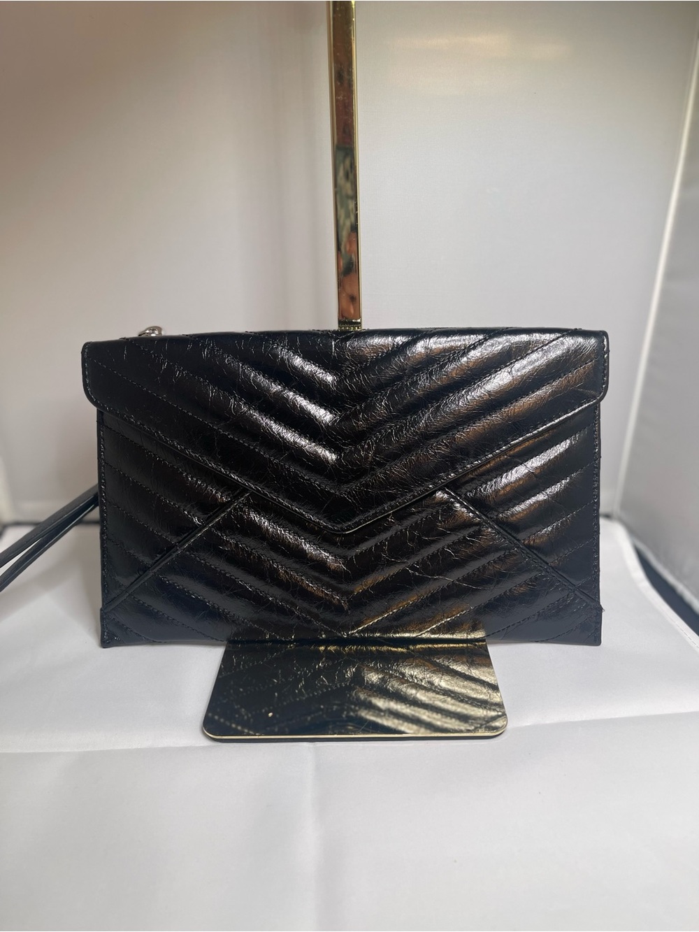 Rebecca Minkoff Quilted Chevron Envelope Clutch/Wristlet- Black